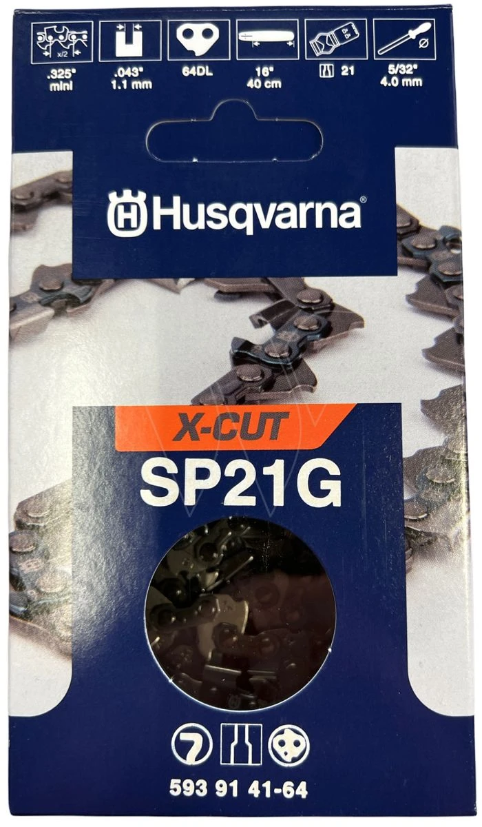 Husqvarna x-cut chain sp21g .325 1.1 64 Husqvarna X-cut Chain Sp21g .325 1.1 64 -Husqvarna 5939141xx 2 HUSQVARNA20SP21G20X CUT20ZAAGKETTING 2